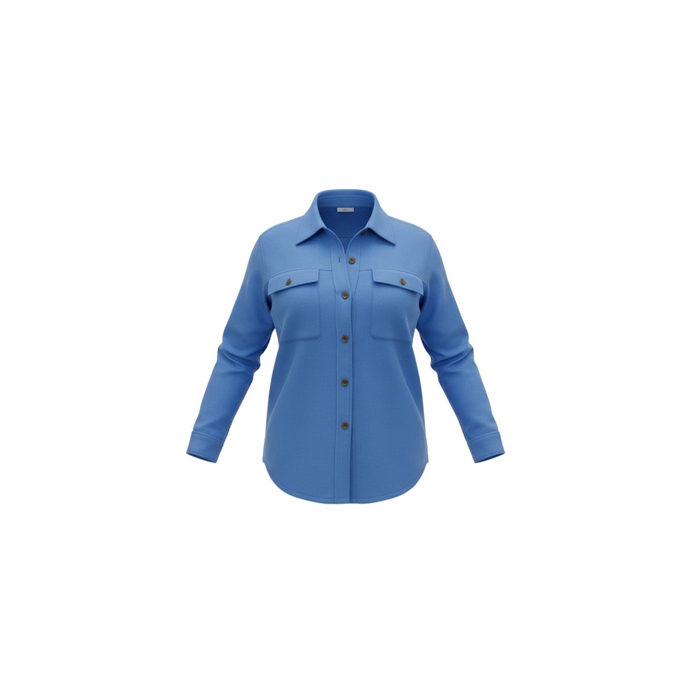 Time and Tru Button Down Shirt Womens XXL 20 Blue Long Sleeve Pocket Knit Top